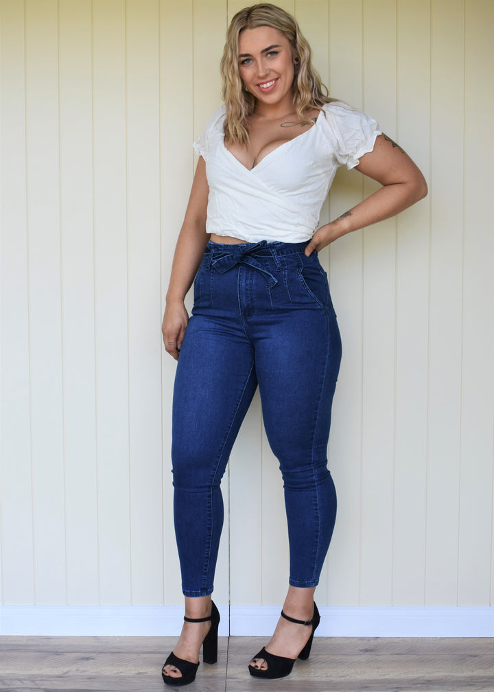 Luna Tie Jeans - Dark Blue