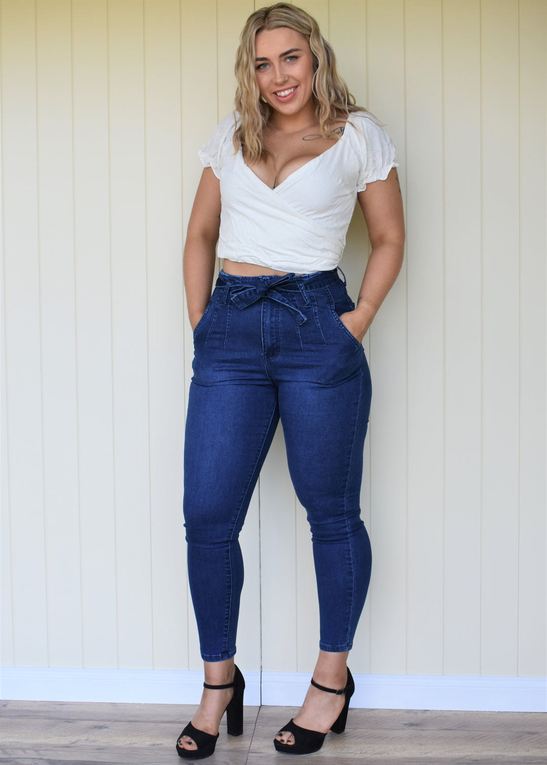 Luna Tie Jeans - Dark Blue