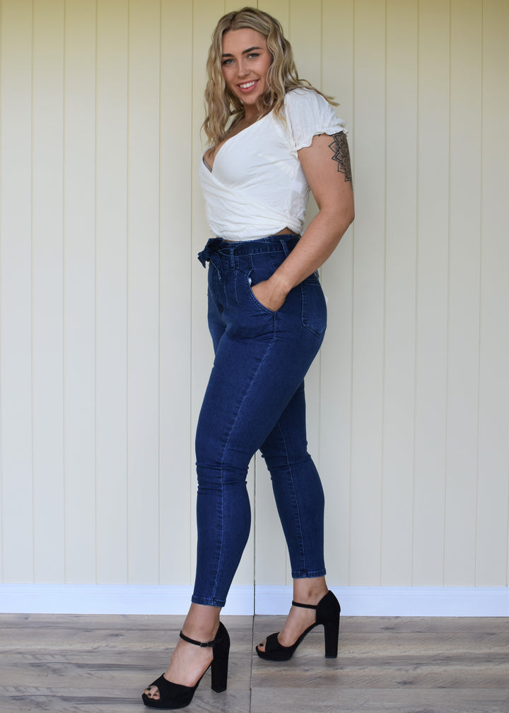 Luna Tie Jeans - Dark Blue