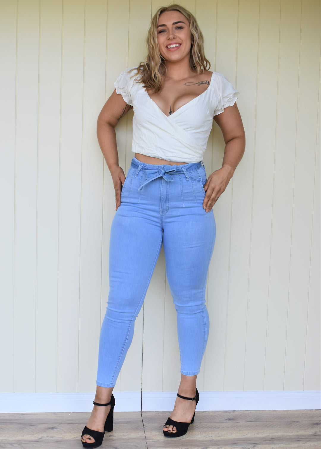 Luna Tie Jeans - Light Blue