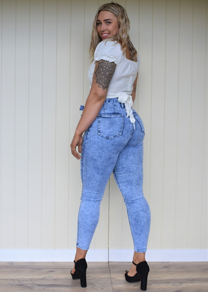 Luna Tie Jeans - Acid Wash